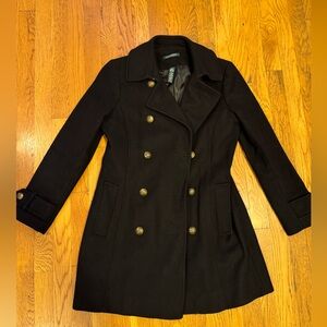 Ralph Lauren Black Pea Coat with Gold Buttons